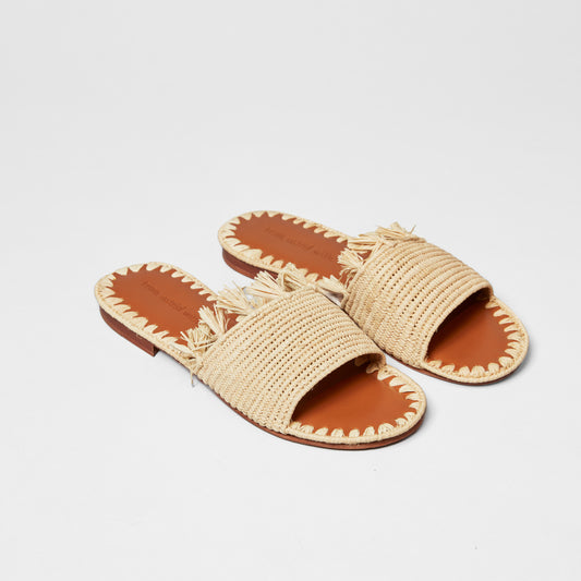 Raffia slip-on flat sandal