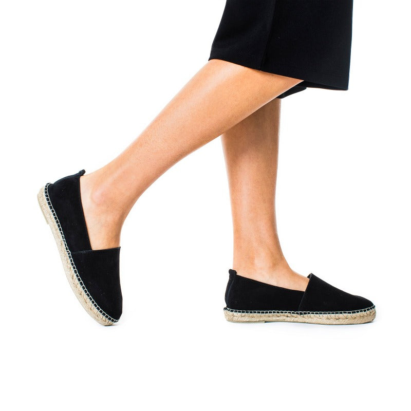 handgjorda svarta mocka espadriller från from astrid with 
