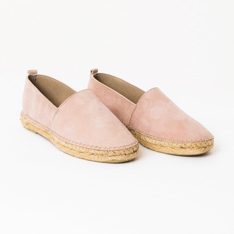 Rosa handgjorda mocka espadriller