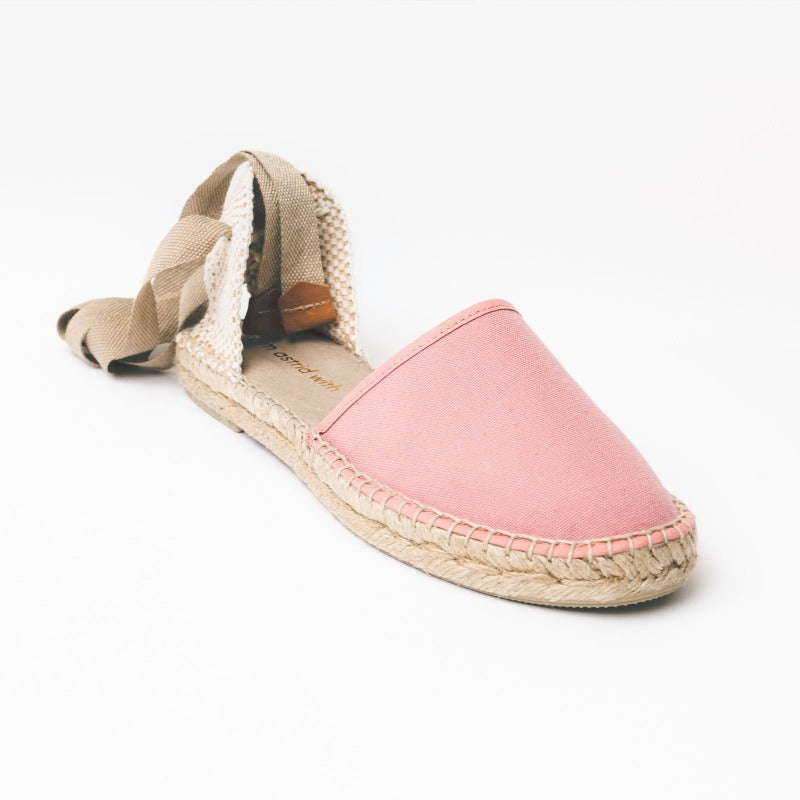 Rosa handgjorda espadriller sandaler med snören