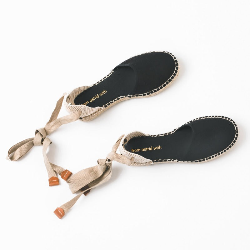 handgjorda espadriller sandaler med knytsnören från from astrid with 